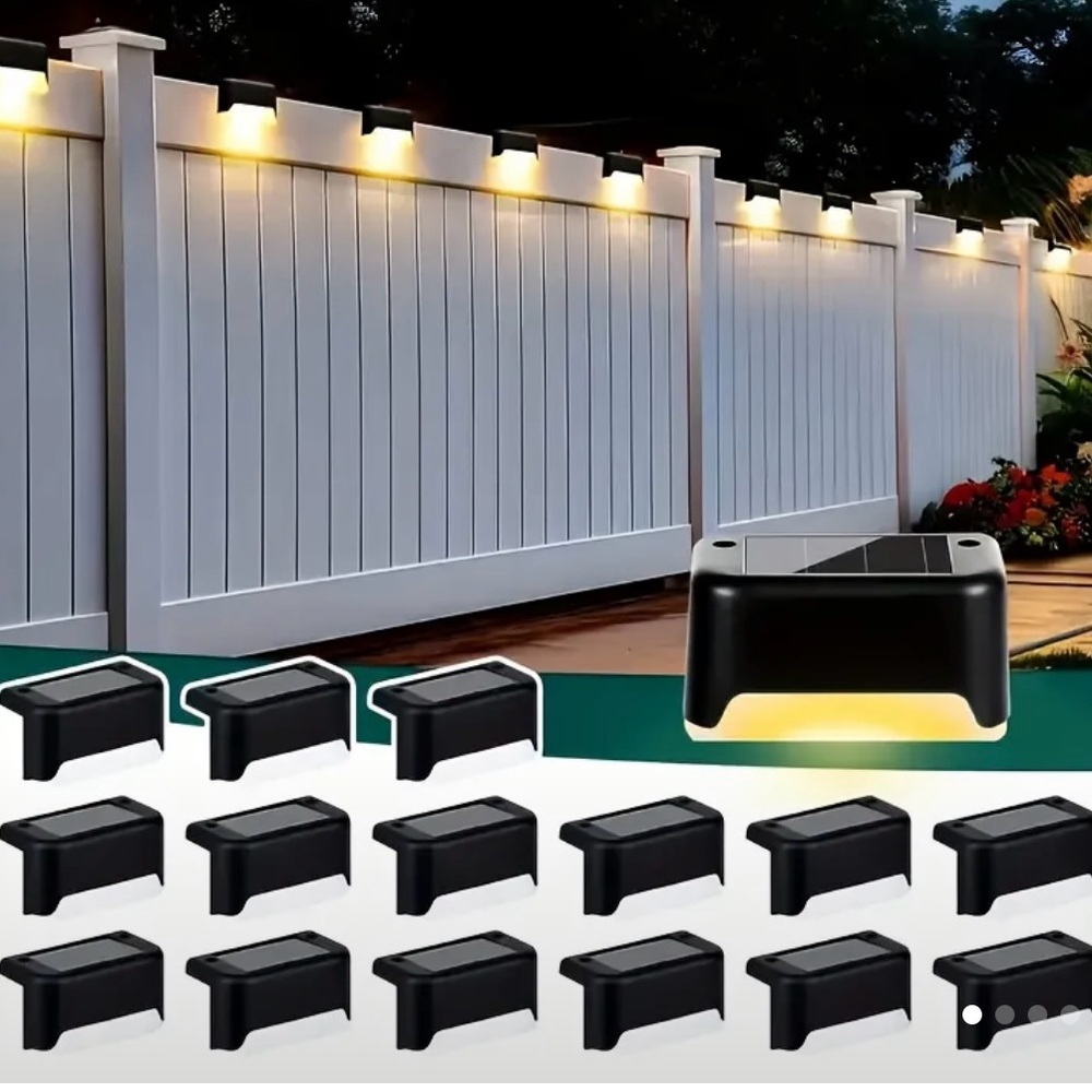 Solar Fence Lights with Warm Glow 14pcs